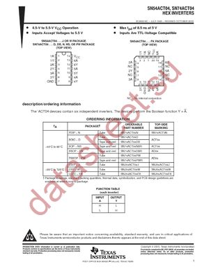 SN74ACT04PWRE4 datasheet  